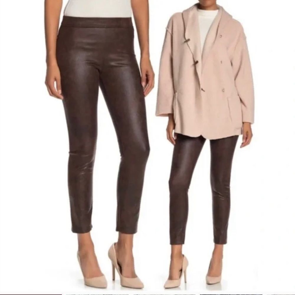 NWT Max Studio Women's Dark Brown Faux Leather Leggings